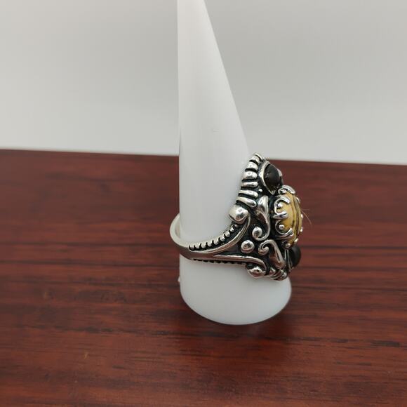 Carolyn Pollock Relios Yellow Jasper and Smoky Quartz Ring Sz 10 - Picture 5 of 9